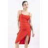 Vestido midi abertura irregular
