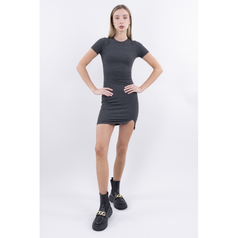 Vestido mini manga corta abertura