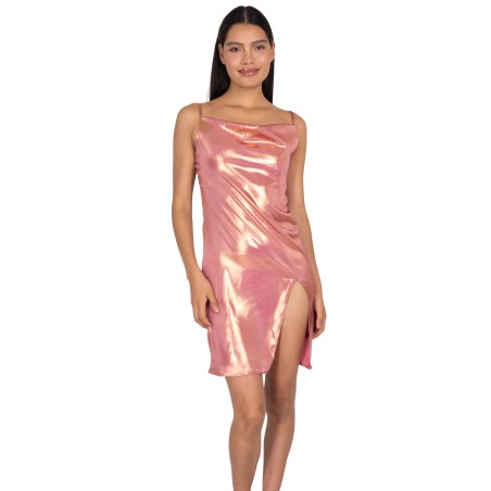 Vestido mini metálico abertura