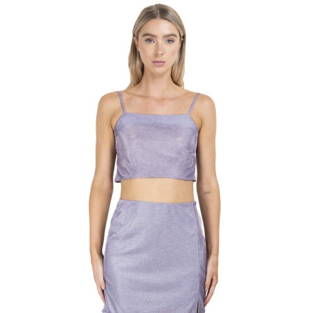 Crop top brillantes morado