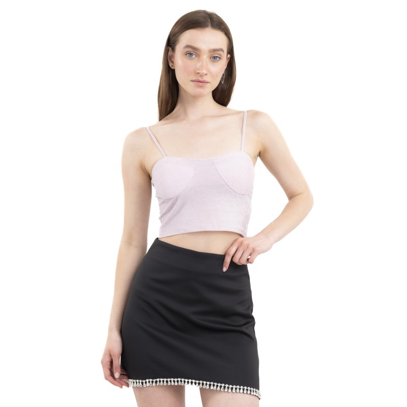 Crop top sin copa rosa