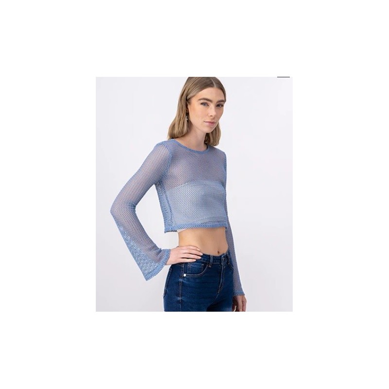 Crop Top Celeste Malla